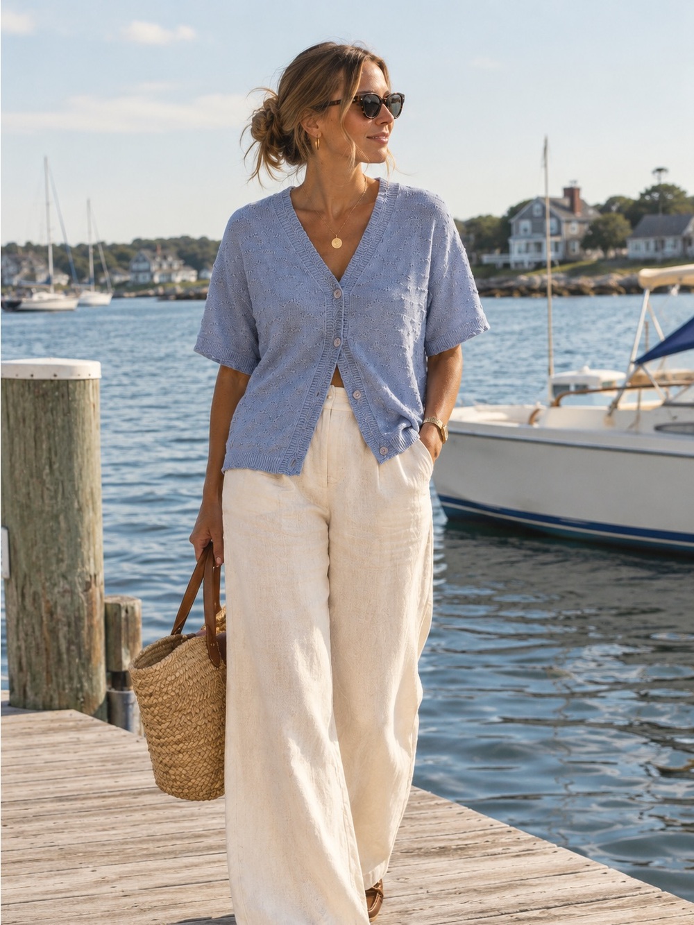 Vintage Lavender Short-Sleeve Cardigan | 100% Cotton | coastal grandmacore